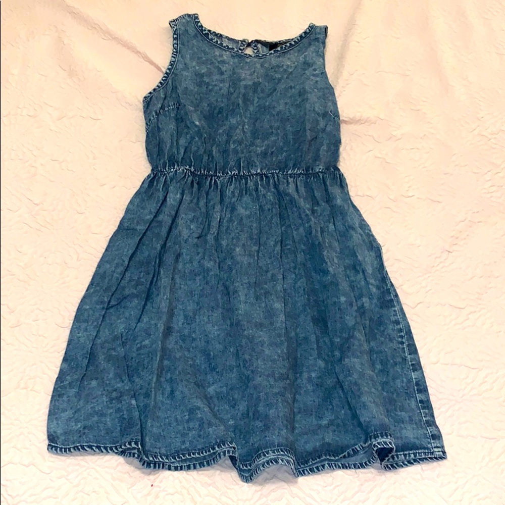 Crushed denim jean dress